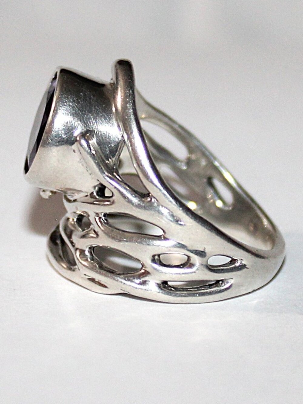 Hagit Gorali Sterling Silver Amethyst Ring SZ 7.25 - Picture 2 of 7